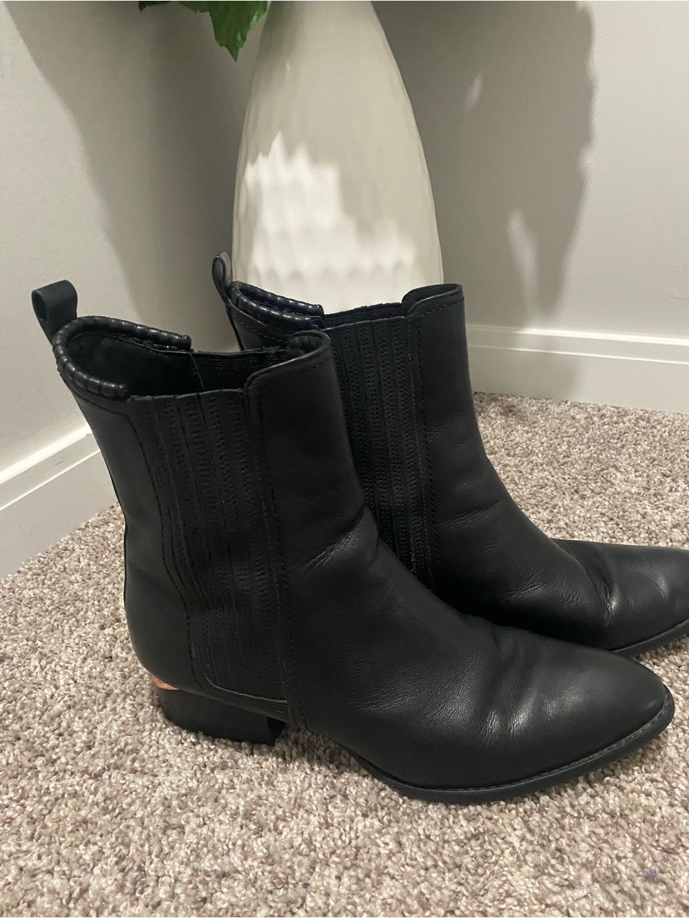 Alexander Wang Black Leather Ankle Booties with Cut out Heel